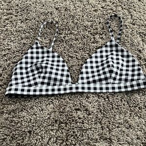 Black and white plaid triangle swim top